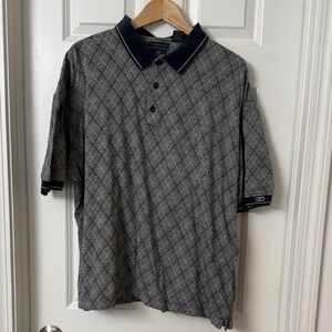 Dockers Navy and Gray Patterned Polo Shirt